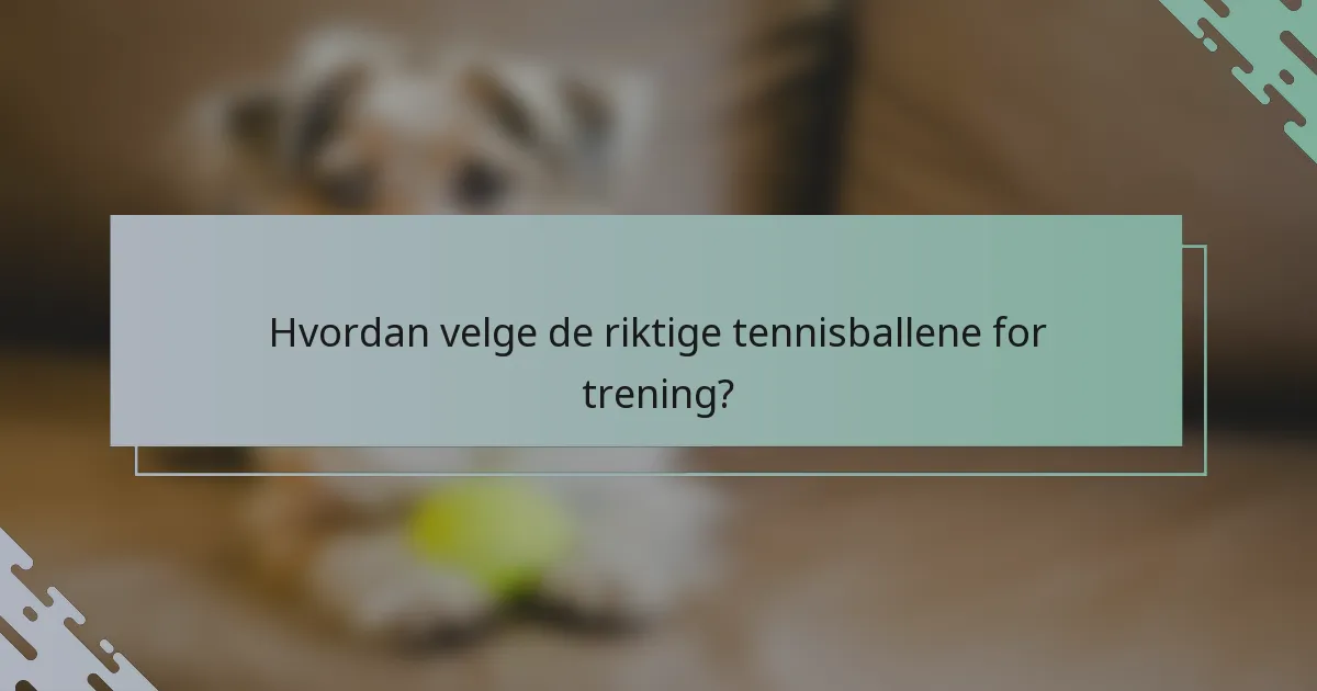 Hvordan velge de riktige tennisballene for trening?